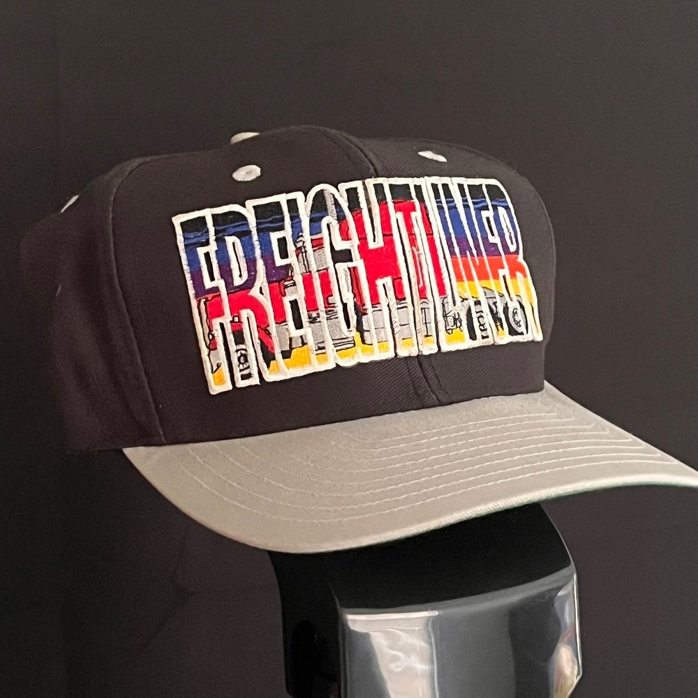 Vintage Freightliner Truck Snapback Hat Tonkin Inc Black Gray Semi Trucker Cap